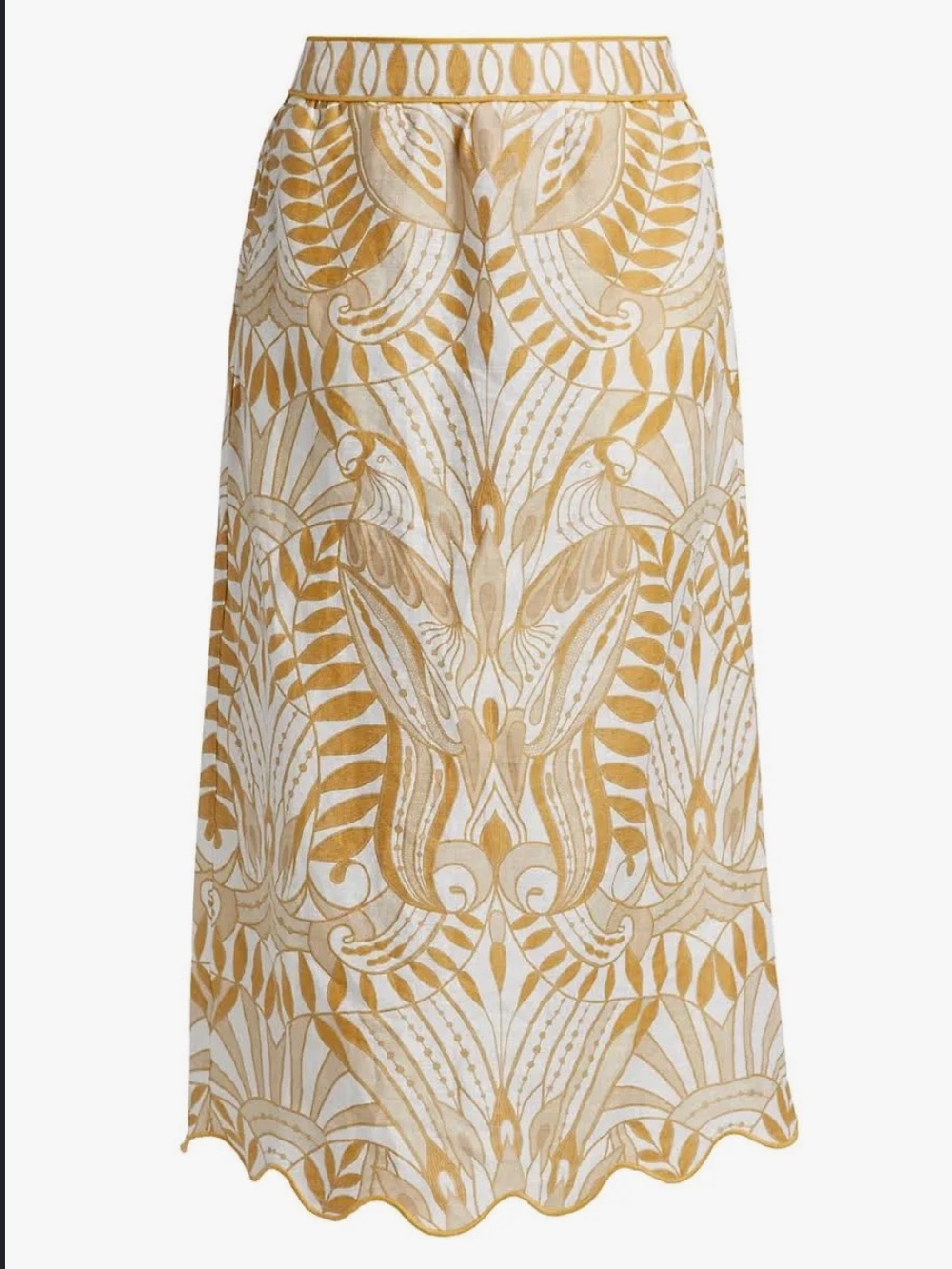 NWT FARM Rio Lace Nature Linen Midi Skirt